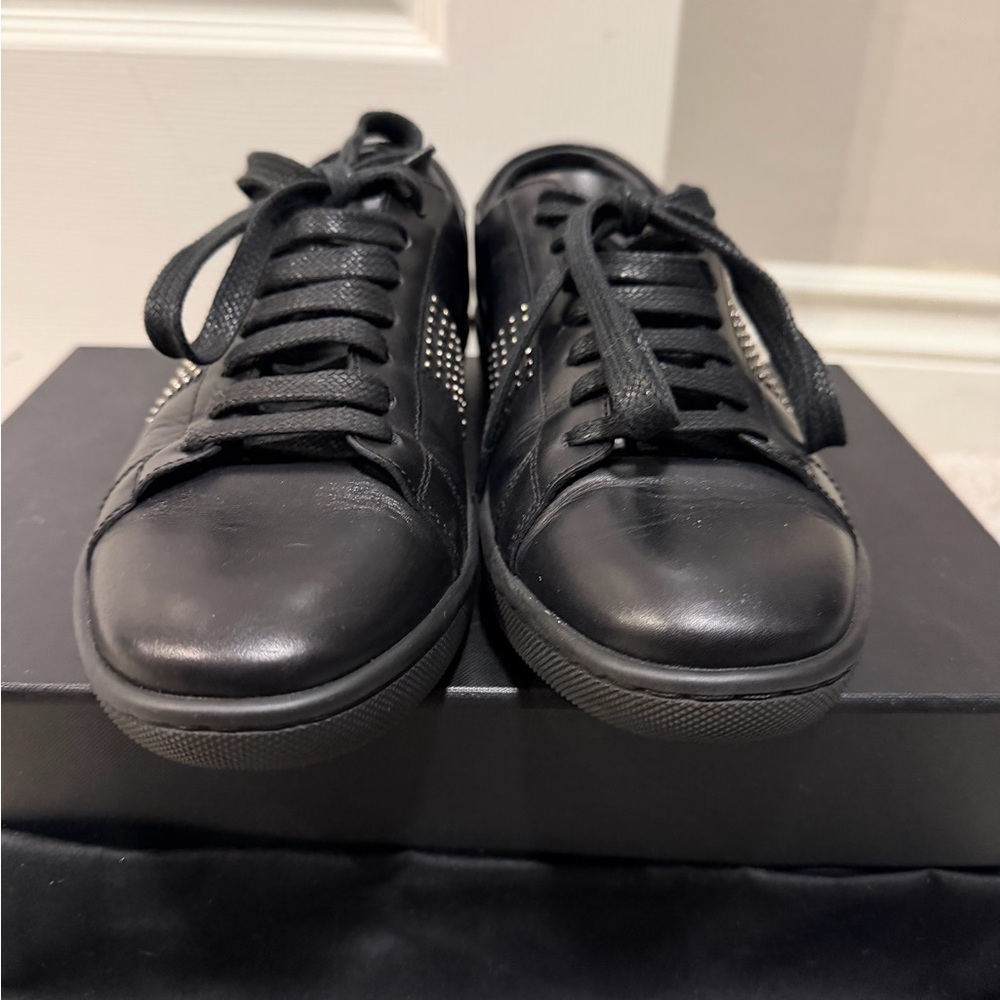 Saint Laurent (YSL) Black Leather Studded Sneakers size 7 - Picture 5 of 15